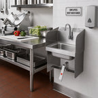 Thumbnail image #2 for John Boos Pro-Bowl PBHS-W-1410-KV1MB-SS-X Wall-Mounted Stainless Steel Hand Sink, 14 x 10 x 5-Inch Bowl, Knee Valve, Side Splashes