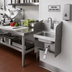 Thumbnail image #2 for John Boos Pro-Bowl Wall-Mount Hand Sink with 14 x 10 x 5-Inch Bowl, Single Knee Valve, Gooseneck Spout and Side Splashes