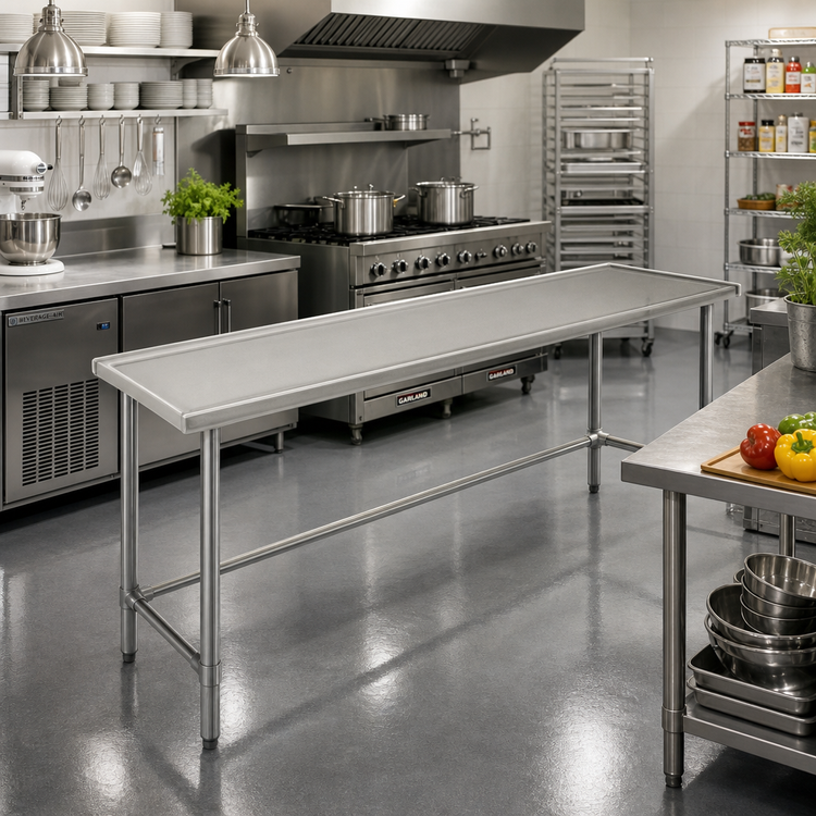 Product image #2 for Eagle Spec-Master Marine Series Stainless Steel Work Table, 144 x 24 Inch, 14-Gauge Top