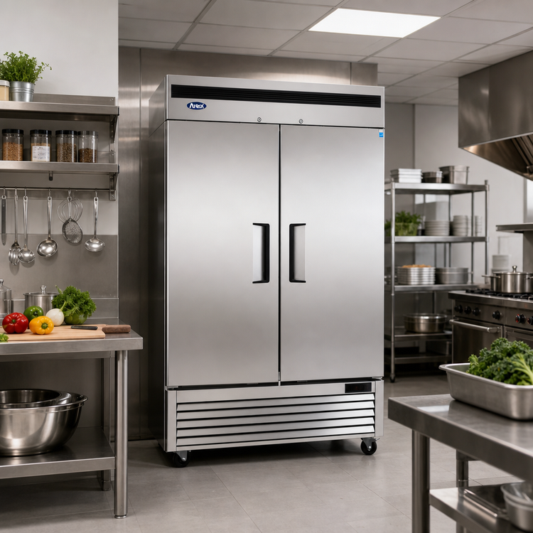 Product image #3 for Atosa Two-Section Reach-In Refrigerator, 46.77 Cu. Ft., Bottom-Mount Self-Contained, Solid Hinged Doors