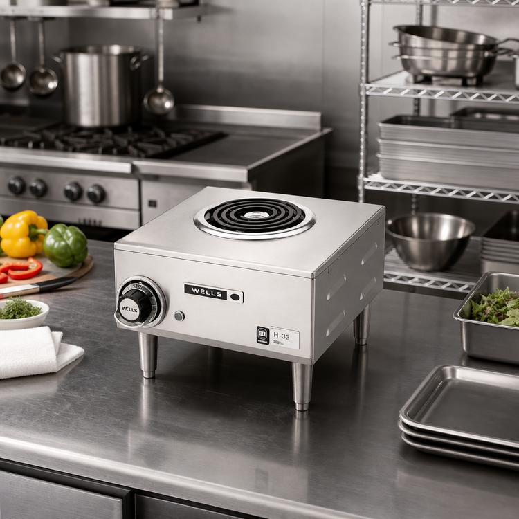Product image #2 for Wells H-33 Countertop Electric Hot Plate, Single Burner, Flat Spiral Element