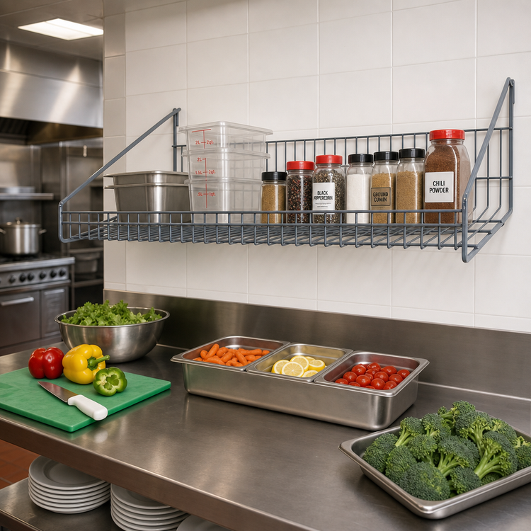 Product image #2 for Quantum 30 Inch Wall-Mounted Grid Shelf with Retaining Front Edge