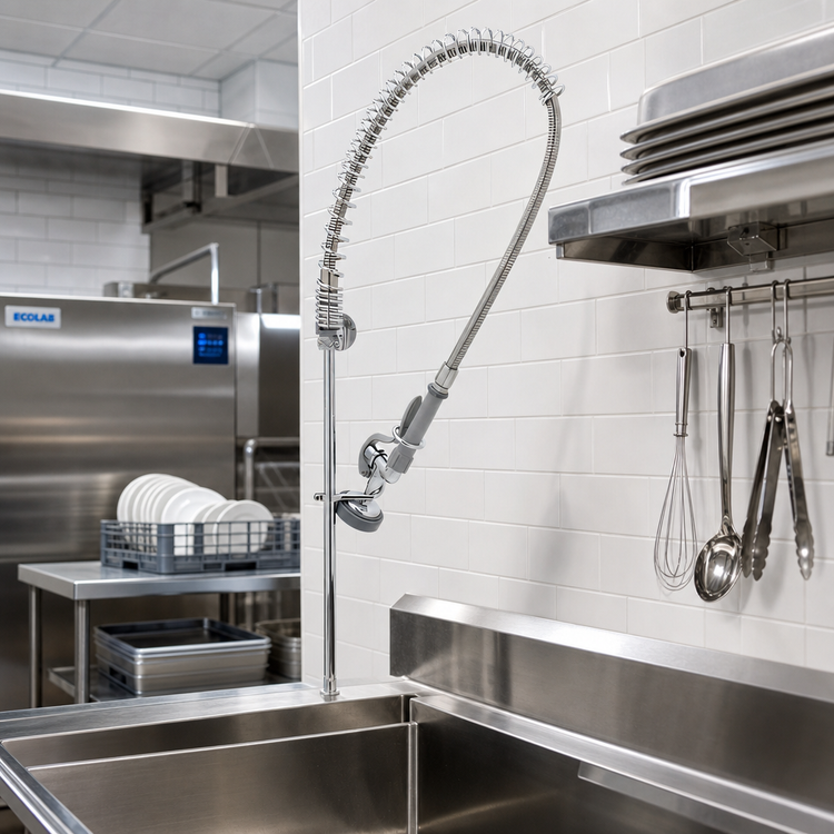 Product image #2 for T&S Brass B-0133-LB Spring-Action Pre-Rinse Unit with 18-Inch Riser, 44-Inch Hose, 1.15 GPM Spray Valve, Less Base Faucet