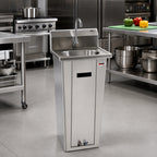 Thumbnail image #2 for Eagle Group HSA-10-FA-P-X Pedestal-Mounted Foot-Operated Hand Sink, 304 Stainless Steel, 13-1/2" x 9-3/4" Bowl, Gooseneck Spout