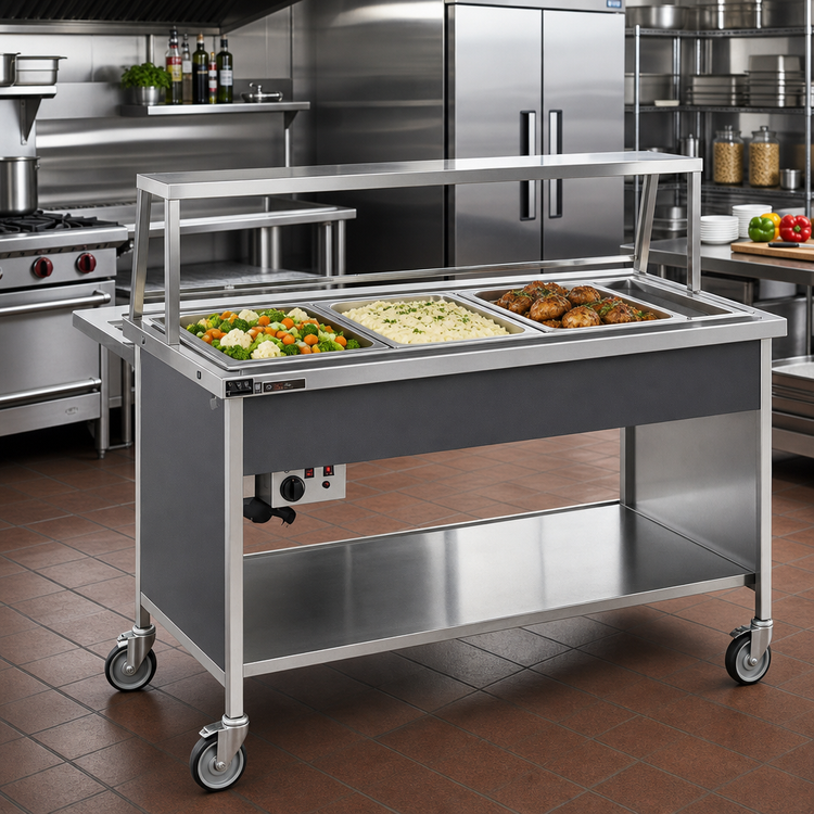 Product image #2 for Atlas Metal CAH-3 Electric 3-Pan Mobile Hot Food Serving Counter