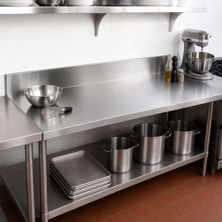Product image #2 for John Boos Stainless Steel Countertop with 6-Inch Boxed Backsplash, 60 x 30 Inches