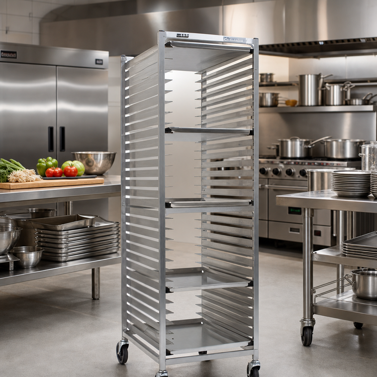 Product image #2 for Panco Mobile Full-Height Open-Side Aluminum Utility Rack for 12 18 x 26 Pans