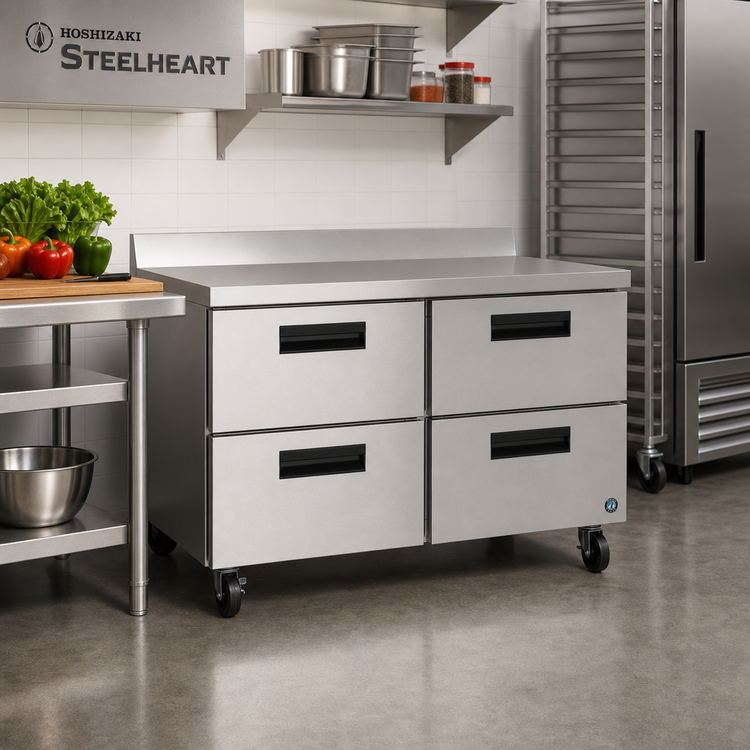 Product image #2 for Hoshizaki Steelheart 60-Inch Two-Section Worktop Refrigerator with 4 Drawers, 15.1 Cu. Ft.
