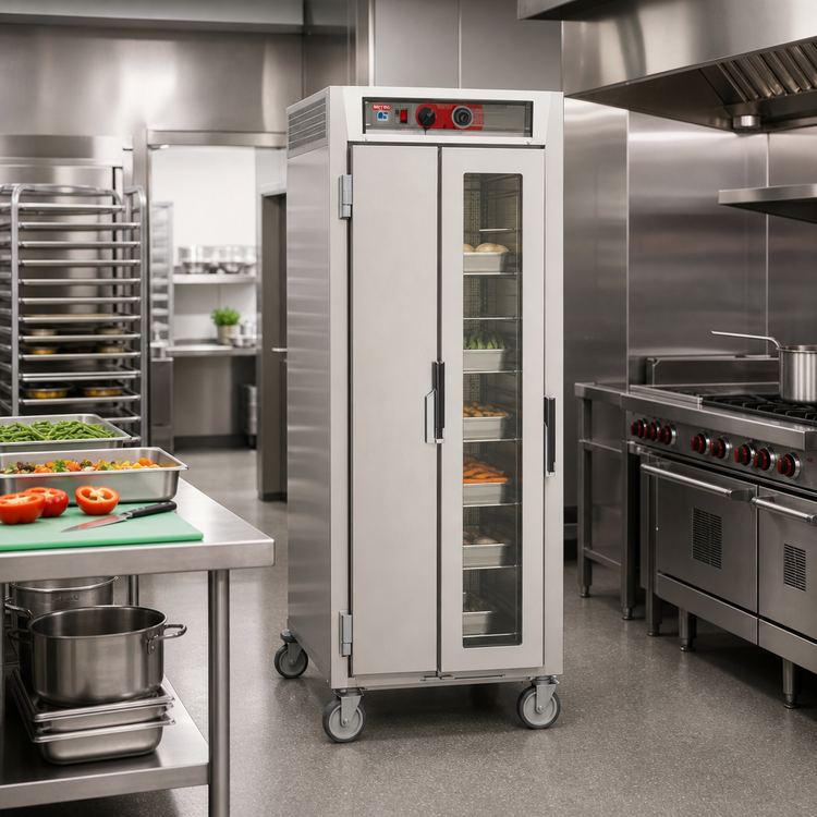Product image #2 for Metro C5 6 Series Full-Height Mobile Pass-Thru Heated Holding Cabinet with Combination Solid and Double-Pane Tempered Glass Doors