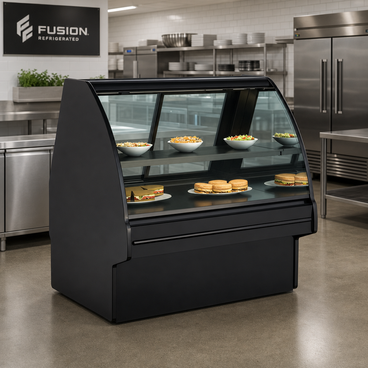 Product image #2 for Fusion Remote Refrigerated Full-Service Deli Case with Curved Lift-Up Front Glass