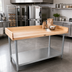 Thumbnail image #2 for John Boos Baker's Top Wood Work Table with 4-Inch Coved Riser and Galvanized Undershelf, 120 x 30 Inches