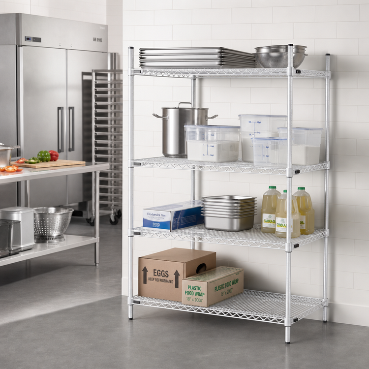 Product image #2 for EagleGard 4-Tier Add-On Wire Shelving Unit, 60-Inch W x 21-Inch D x 63-Inch H, Hybrid Epoxy Finish