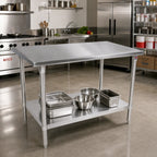 Thumbnail image #2 for John Boos ST6-4872SSK 72 x 48 in. 16-Gauge 300 Series Stainless Steel Flat-Top Work Table with Adjustable Undershelf