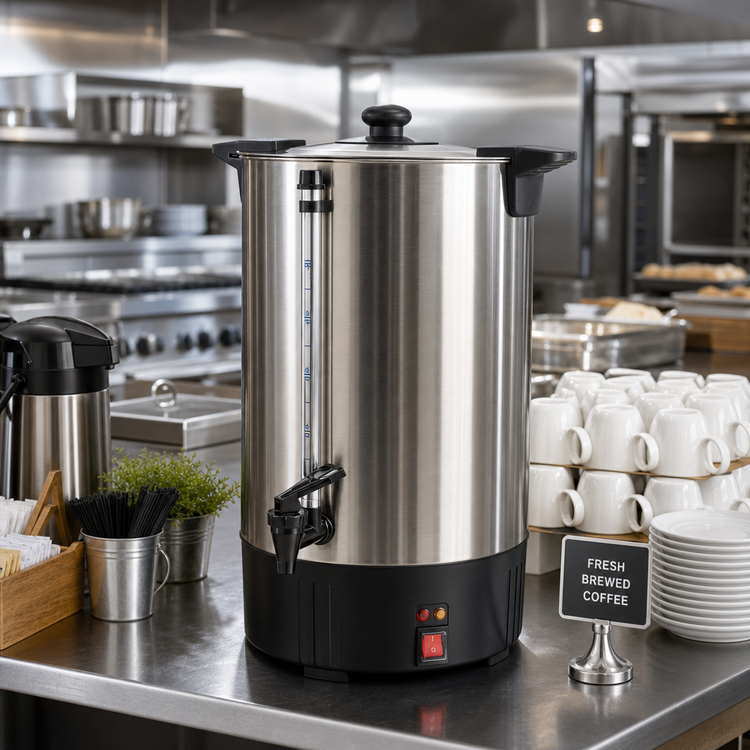 Product image #2 for Winco 100-Cup 304 Stainless Steel Commercial Coffee Urn with Dripless Faucet and Automatic Shut-Off