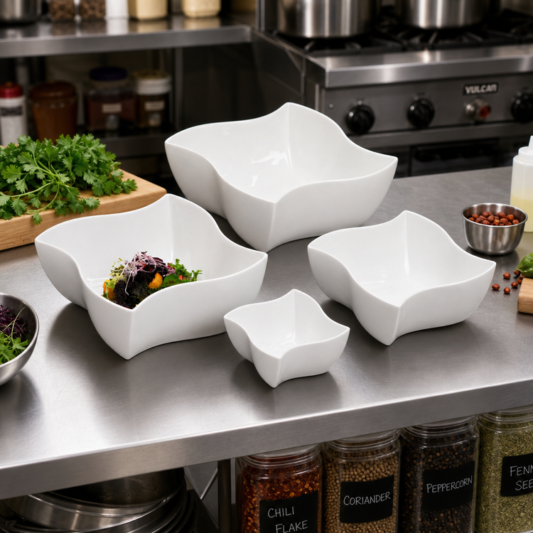 Product image #2 for American Metalcraft Squavy 25 oz White Porcelain Free-Form Bowl