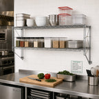 Thumbnail image #2 for Metro Erecta 12WS52C Regular Chrome Wire Wall Shelf Kit, 50-1/4"W x 13"D x 21"H, 2 Shelves