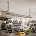 Thumbnail image #2 for John Boos Ceiling-Mounted Double-Bar Stainless Steel Pot Rack with 8 Double Hooks