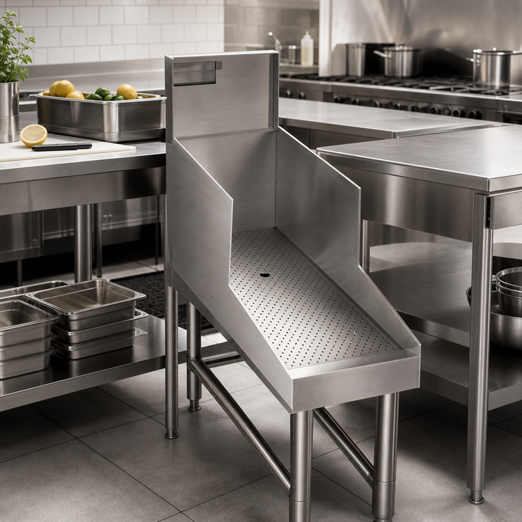 Product image #2 for Spec-Bar Recessed Stainless Steel Workboard with Perforated Insert and Drain, 18 Inch W x 29 Inch D