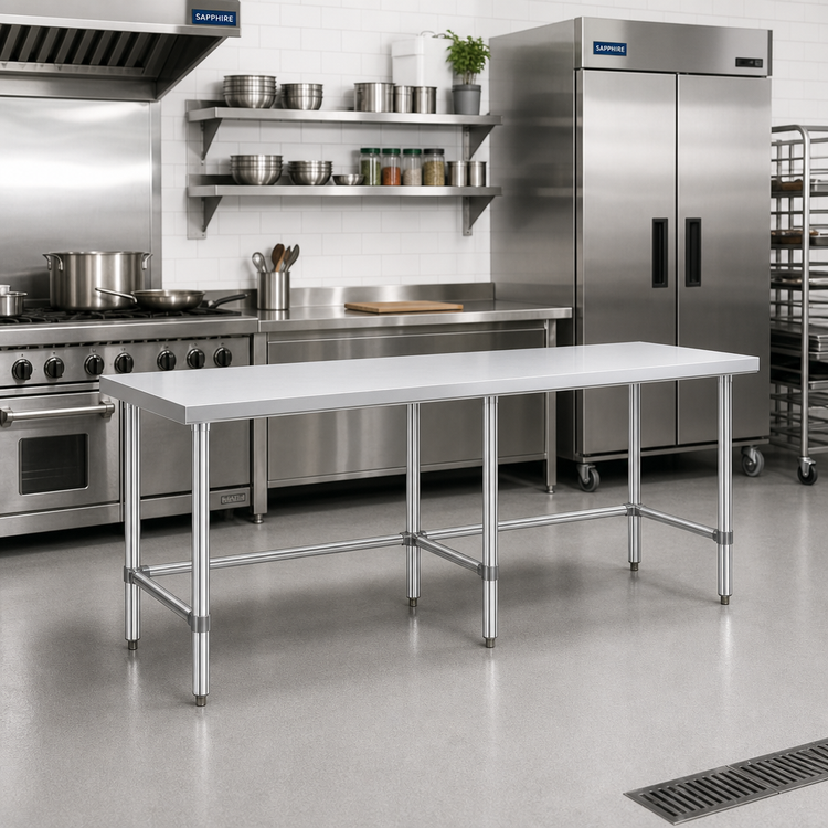 Product image #2 for Sapphire 84-Inch x 14-Inch Stainless Steel Flat Top Work Table