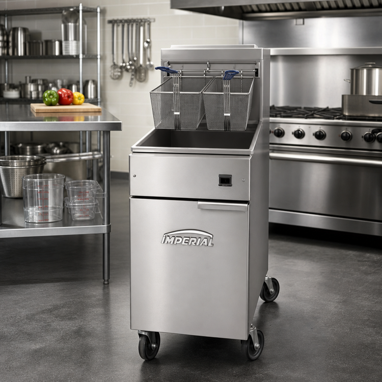Product image #2 for Imperial IFS-50-E Electric Floor Model Restaurant Fryer, 50 lb. Oil Capacity, Immersed Elements