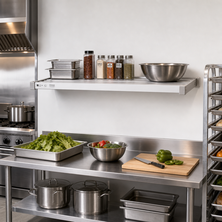 Product image #3 for New Age Adjust-A-Shelf Heavy-Duty Wall-Mounted Aluminum Shelf, 54 x 24 Inches