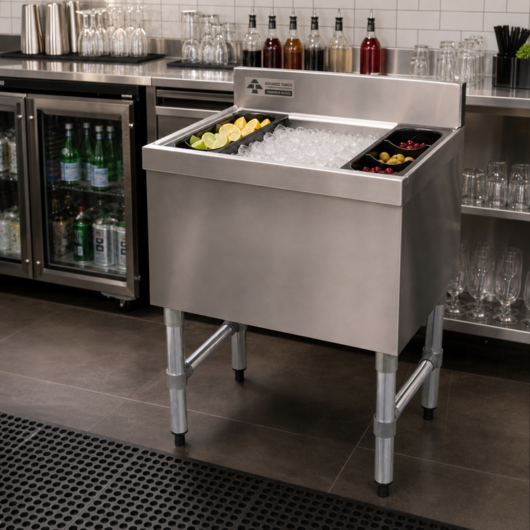 Product image #2 for Advance Tabco Underbar Basics™ 24-Inch Wide Cocktail Ice Bin, 16-Inch Deep, 100-Lb. Capacity