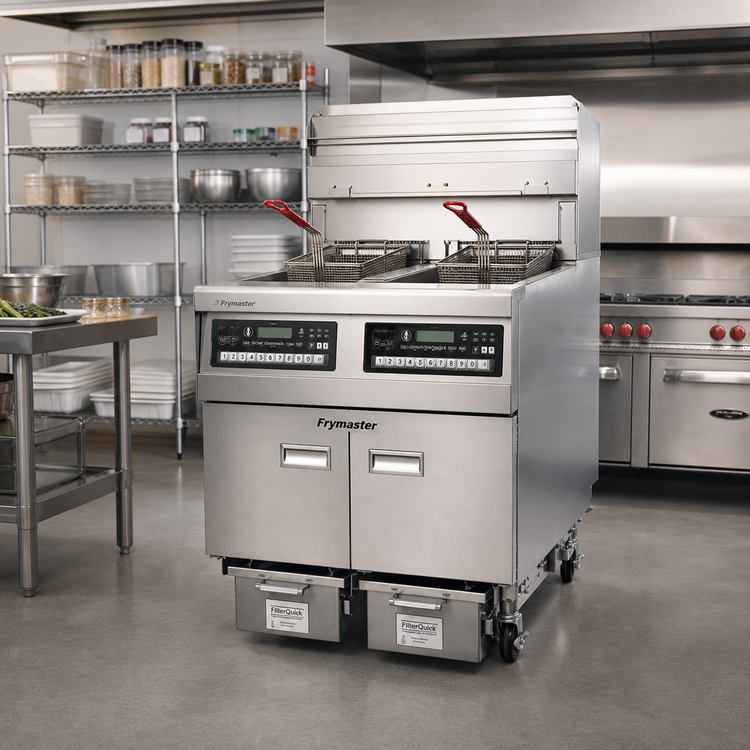 Product image #2 for Frymaster FQ FilterQuick 2FQE80U Dual 80 lb. Electric Commercial Deep Fryer with Built-in Filtration