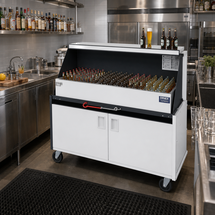 Product image #2 for Dinex DXPPB560IBFFW Full Length Ice Bin Portable Bar with Cabinets, Frost White