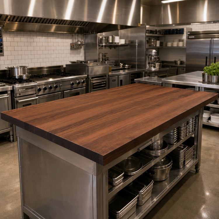 Product image #2 for American Black Walnut Edge Grain Kitchen Countertop, 84 x 38 x 1-1/2 Inch, Varnique Finish