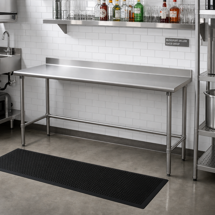 Product image #2 for Eagle Group BlendPort Deluxe Series Stainless Steel Underbar Work Table with 4-1/2" Backsplash, 84" W x 24" D