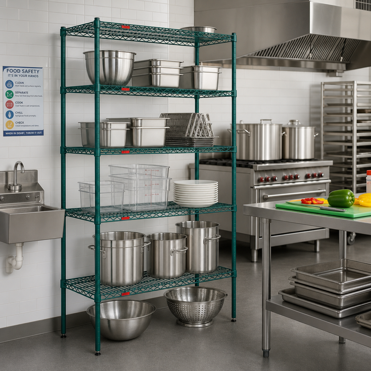 Product image #2 for Eagle Valu-Gard 5-Tier Wire Add-On Shelving Unit, 42 x 24 x 86 Inches, Green Epoxy