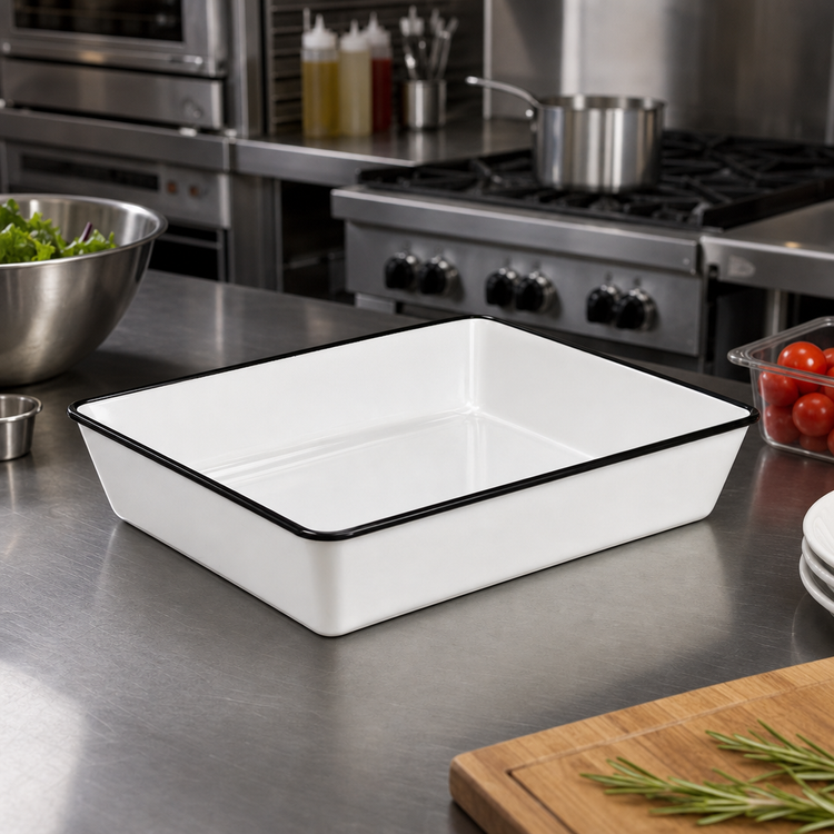 Product image #2 for American Metalcraft Endurance Rectangular Melamine Bowl, 212 oz, White with Black Rim