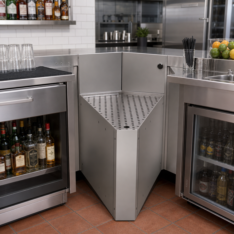 Product image #2 for Glastender CIWB-30 Underbar Inside Wedge Corner Drainboard, 24-Inch Deep, 30° Angle, No Legs, Stainless Steel