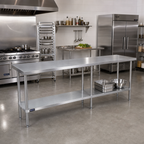 Thumbnail image #2 for Sapphire Manufacturing SMTE-1884G 84-Inch 18/430 Stainless Steel Worktable with Galvanized Undershelf, Flat Top