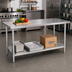 Thumbnail image #2 for Turbo Air 72-Inch x 30-Inch 18/430 Stainless Steel Flat Top Work Table with Adjustable Undershelf and Galvanized Base