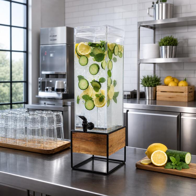 Product image #2 for Madera 3 Gallon Square Beverage Dispenser with Infusion Chamber