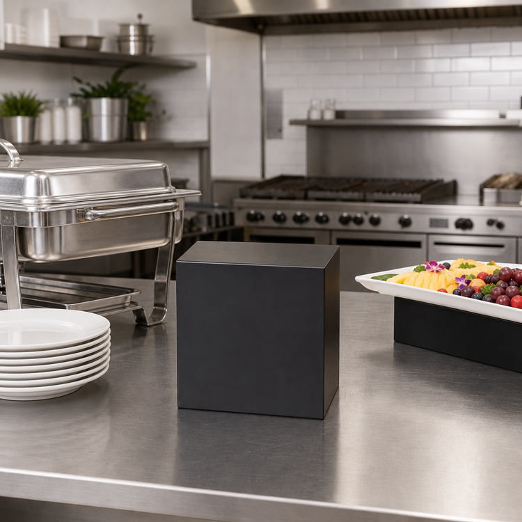 Product image #3 for 4-Inch Black Stainless Steel Cube Buffet Riser