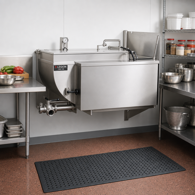 Product image #2 for Legion LSWC-80 80-Gallon Direct Steam Wall-Mount Kettle with 2" Draw-Off Valve