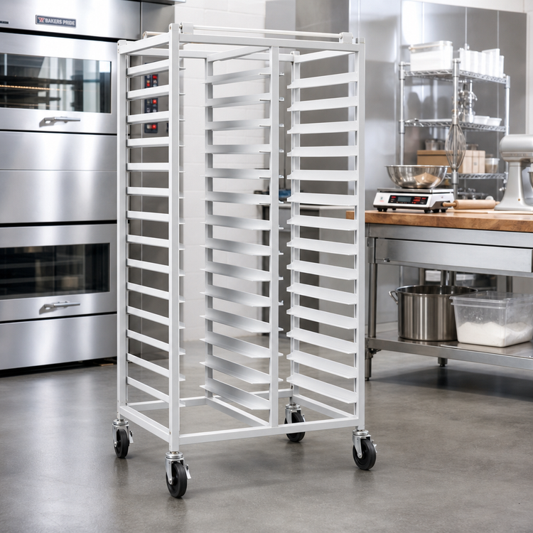 Product image #2 for Panco Mobile Double-Compartment Tray Rack for 18 x 26-Inch Trays, Front Loading, Open Frame