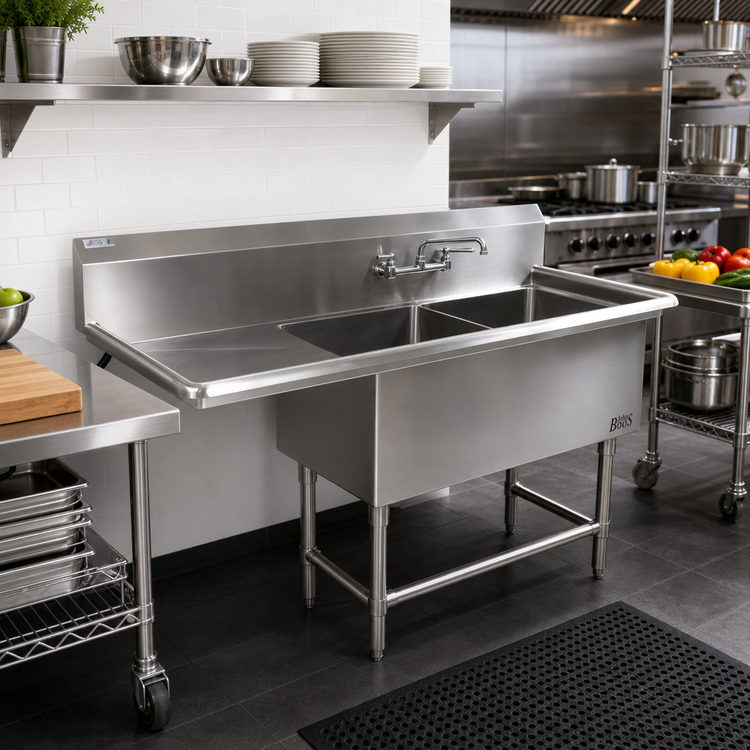 Product image #2 for John Boos Pro-Bowl 2-Compartment Sink with Left Drainboard and 10" Backsplash
