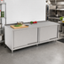 Thumbnail image #2 for John Boos 144-Inch x 30-Inch Stainless Steel Cabinet Base Work Table with Sliding Doors and 1-1/2-Inch Rear Upturn