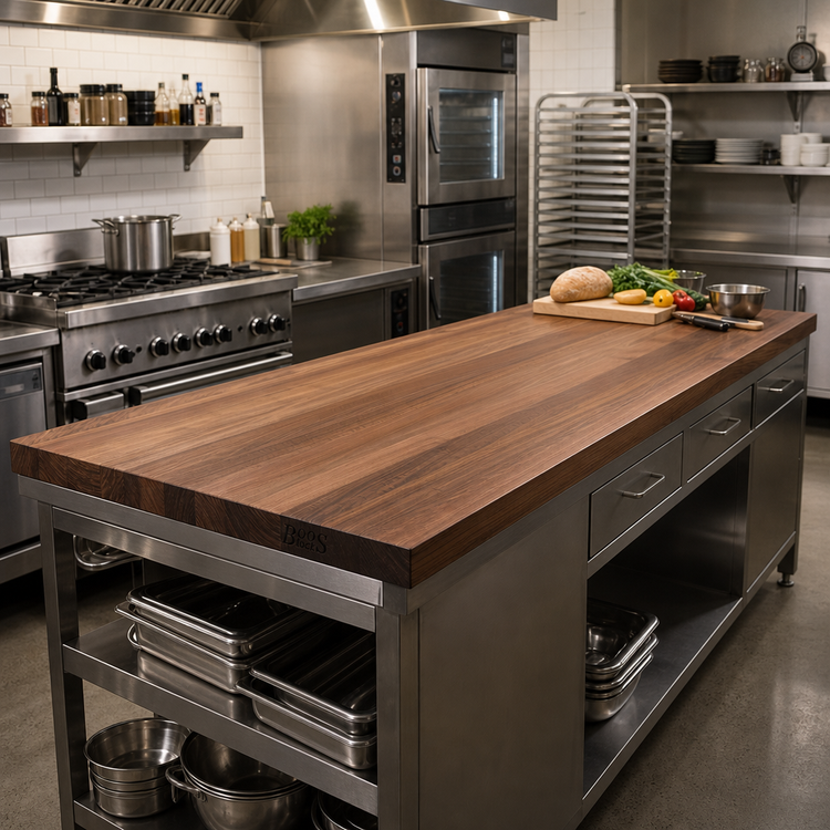Product image #2 for John Boos Boos Block 72" x 27" x 2-1/4" American Black Walnut Edge Grain Kitchen Countertop with Varnique Finish
