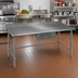 Thumbnail image #2 for Eagle Budget Series 60-Inch x 30-Inch 430 Stainless Steel Open-Base Work Table with 1-1/2-Inch Rear Up-Turn