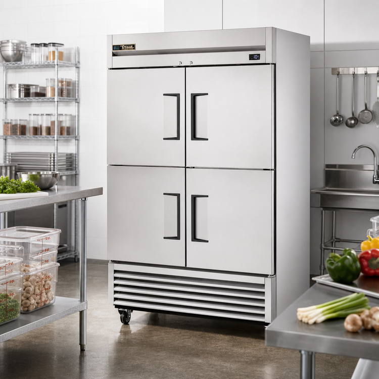 Product image #2 for True Two-Section Reach-In Freezer with 4 Half Doors, -10°F