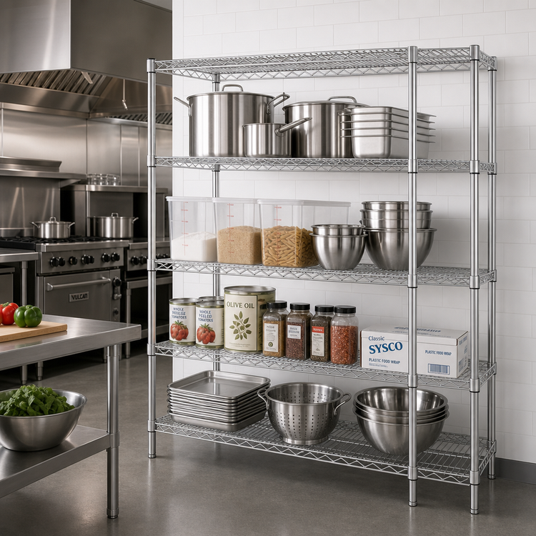 Product image #2 for Metro Super Erecta 72" x 21" x 63" Stationary Starter Wire Shelving Unit, 4-Shelf, Chrome Plated