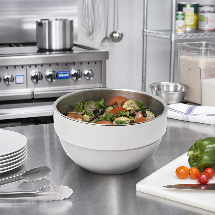 Product image #2 for Vollrath Double Wall Round Stainless Steel Serving Bowl, 1.7 Quart, Mirror/Satin Finish