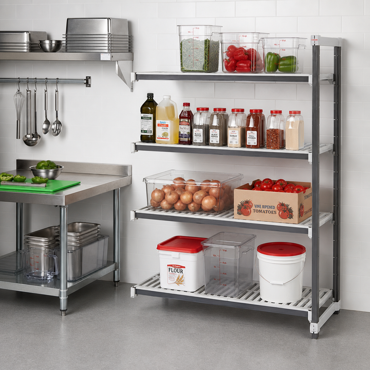 Product image #2 for Cambro Camshelving Elements XTRA 24-Inch Deep x 60-Inch Wide x 72-Inch High 4-Tier Stationary Add-On Shelving Unit