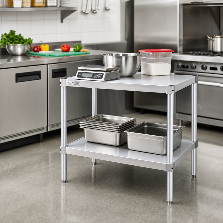 Product image #2 for New Age Stationary Modular Aluminum Equipment Stand with 2 Adjustable Solid Shelves, 24 x 15 x 36 Inches