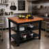 Thumbnail image #2 for Rouge et Noir Le Classique 36-Inch Island Work Table with American Cherry Top and 2 Undershelves