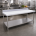 Thumbnail image #2 for Advance Tabco Poly-Vance 84 Inch x 24 Inch Poly Top Work Table with Stainless Steel Undershelf and 6 Inch Backsplash